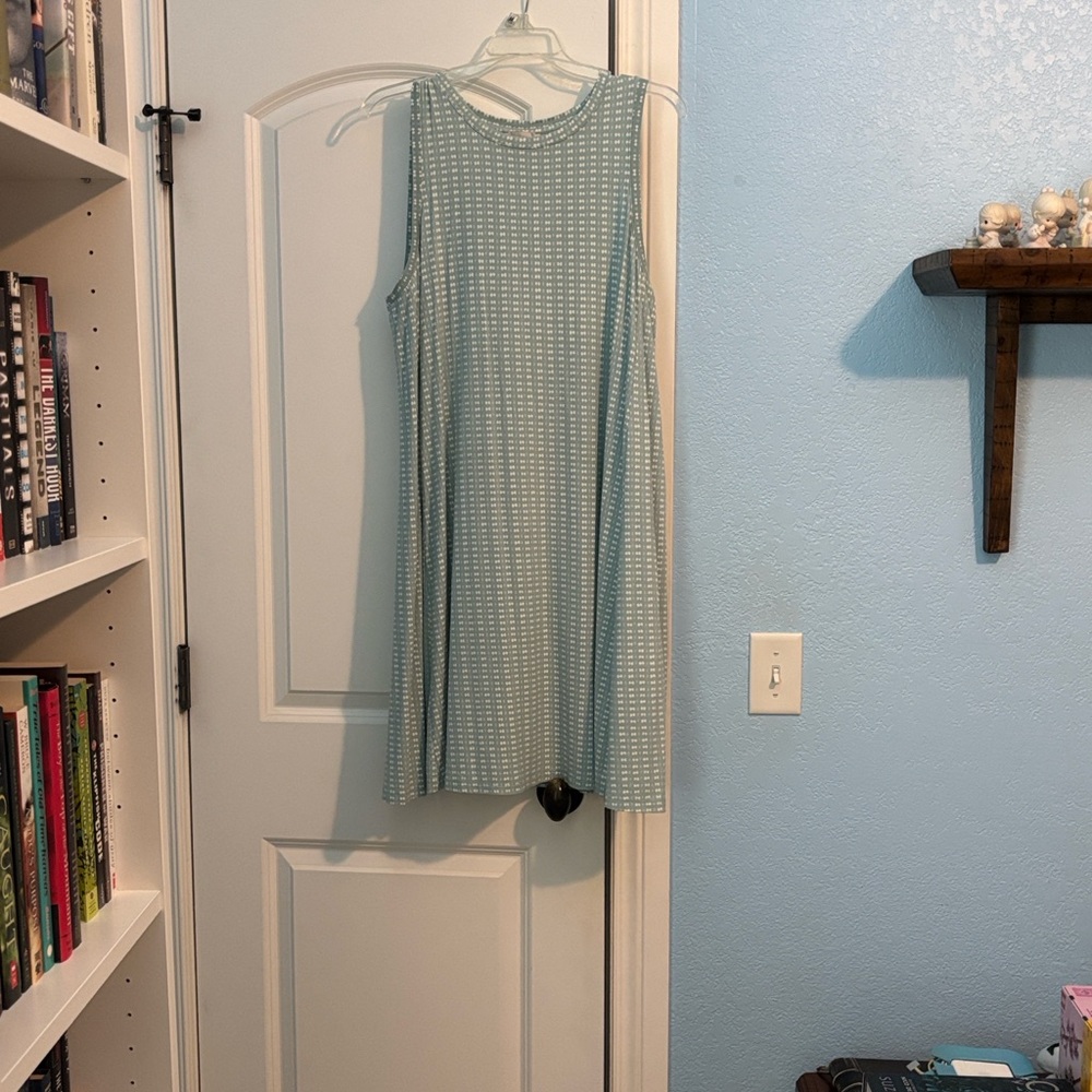 LOFT Sleeveless Teal Midi Dress with Bow-Dot Print